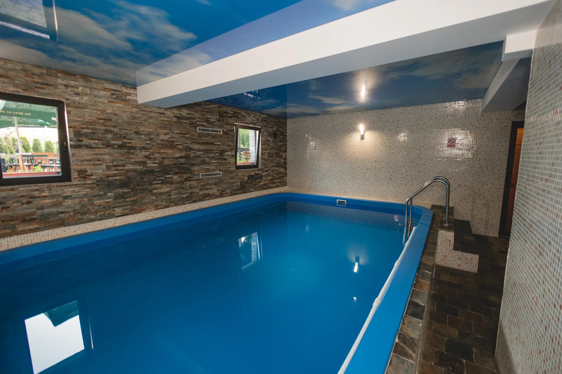 The heated indoor pool of Vila Seva